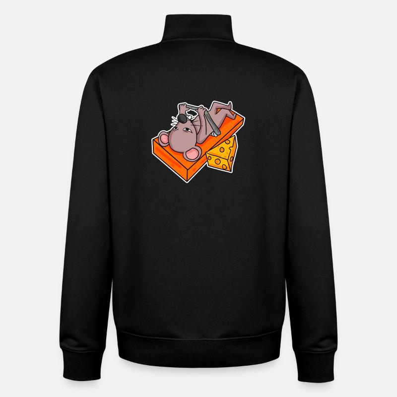 Fitness Souris Musculation Gym - Sweat zippé unisexe en coton bio Stanley/Stella - noir