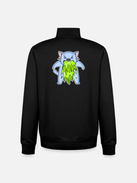 Cat puking puke - Unisex Organic Zip Sweatshirt by Stanley/Stella - black