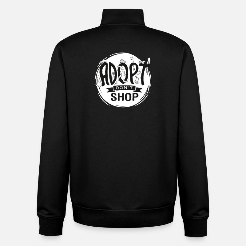 Adoptez Don’t Shop - Sweat zippé unisexe en coton bio Stanley/Stella - noir