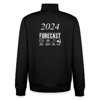 2024 Dirty Diapers Forecast Sleepless Nights - Unisex Organic Zip Sweatshirt von Stanley/Stella - Schwarz - Hinten - AI Model Male 185 light (185cm)