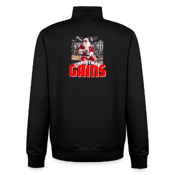 Christmas Gains Gym - Unisex Organic Zip Sweatshirt by Stanley/Stella - black - Back - AI Model Male 185 light (185cm)