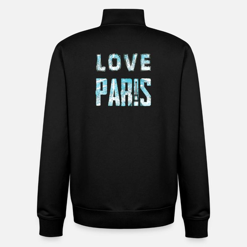 Love Paris Design d’effet d’eau - Sweat zippé unisexe en coton bio Stanley/Stella - noir