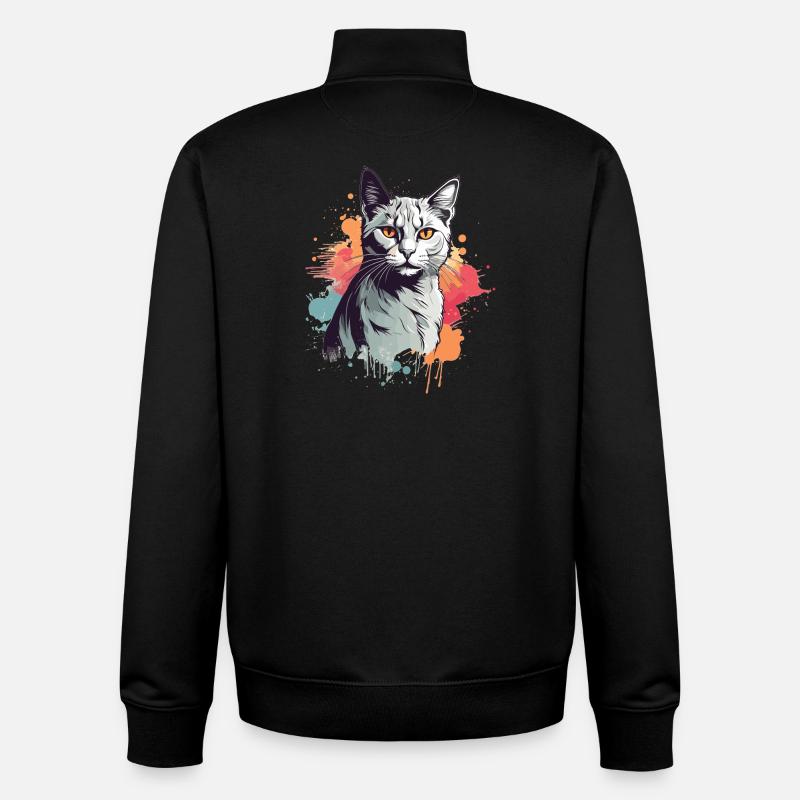Chat gris mignon - Sweat zippé unisexe en coton bio Stanley/Stella - noir