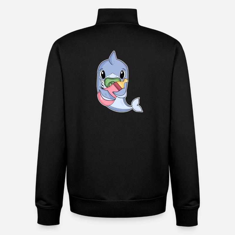 Bébé dauphin - Sweat zippé unisexe en coton bio Stanley/Stella - noir