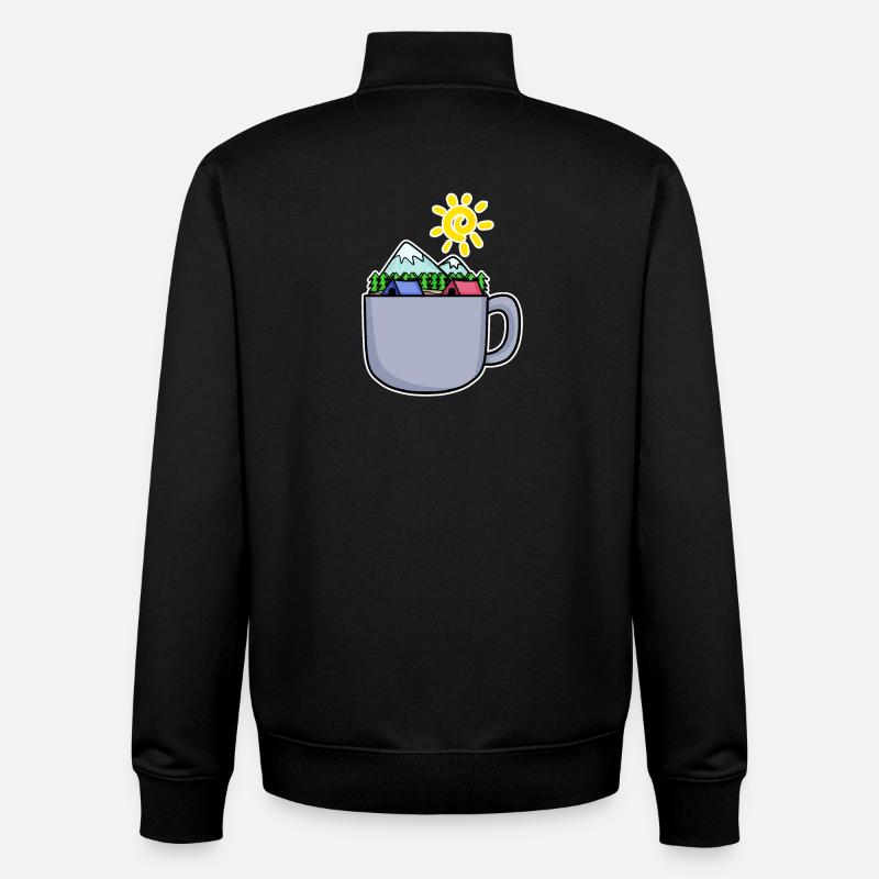Café Mountain Mountains Summit - Sweat zippé unisexe en coton bio Stanley/Stella - noir