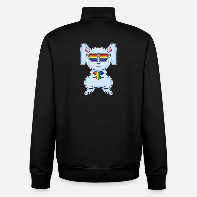Lapin Noël arc-en-ciel couleur Broh - Sweat zippé unisexe en coton bio Stanley/Stella - noir