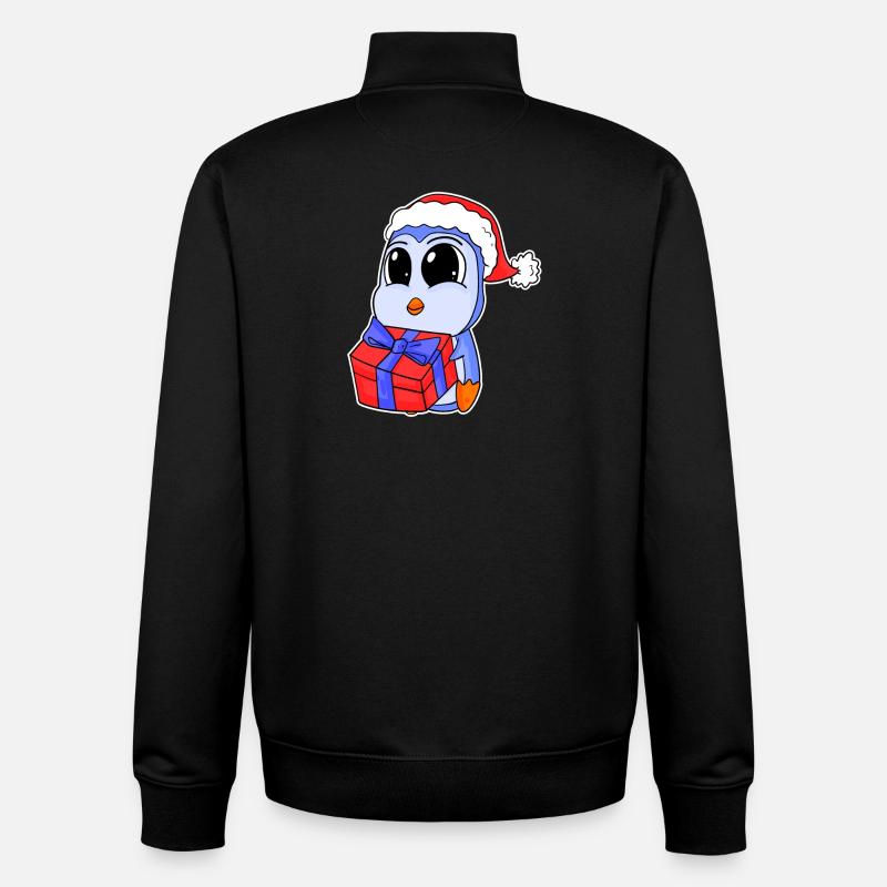 Bébé pingouin Noël - Sweat zippé unisexe en coton bio Stanley/Stella - noir