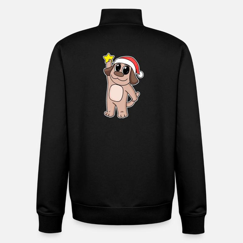 Chien Noël - Sweat zippé unisexe en coton bio Stanley/Stella - noir