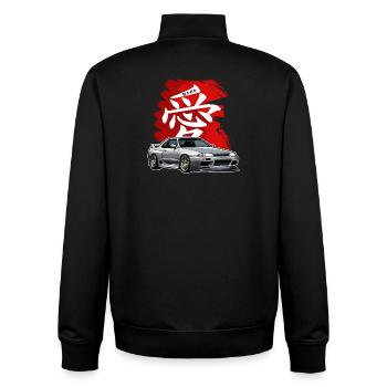 Jdm / Tuning / Turbocharger / Rims / Chiptuning - Unisex Organic Zip Sweatshirt by Stanley/Stella - black - Back - AI Model Male 185 light (185cm)