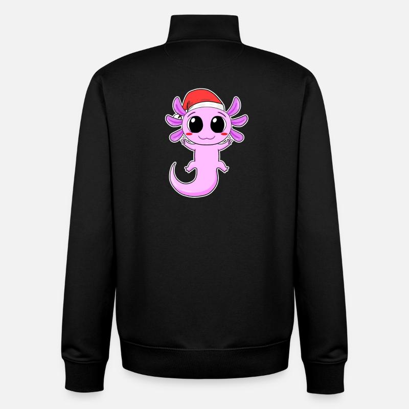 Axolotl Noël - Sweat zippé unisexe en coton bio Stanley/Stella - noir