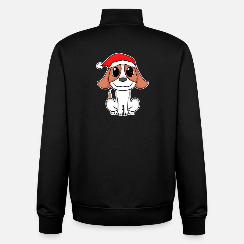 Chien Chien Animal Noël - Sweat zippé unisexe en coton bio Stanley/Stella - noir