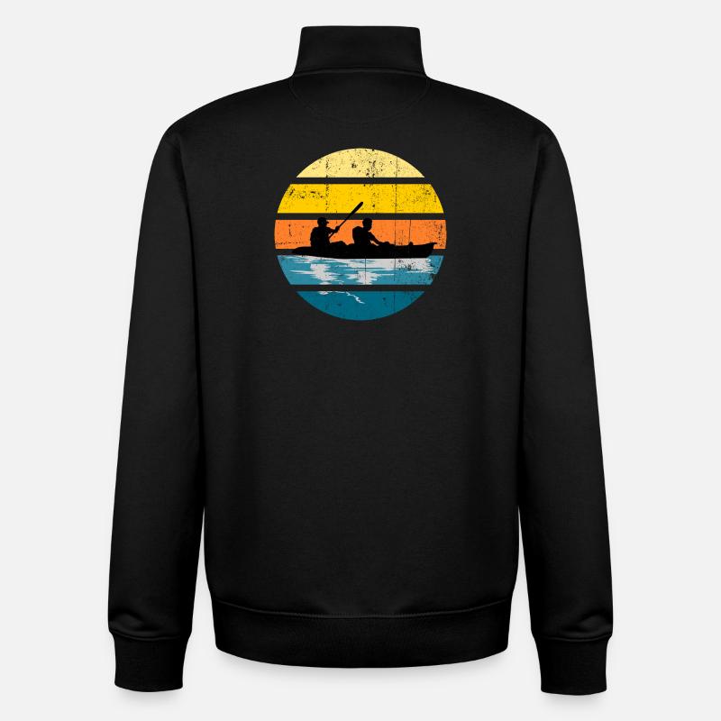 Kayak Duo Sunset Silhouette Circle - Unisex Organic Zip Sweatshirt by Stanley/Stella - black