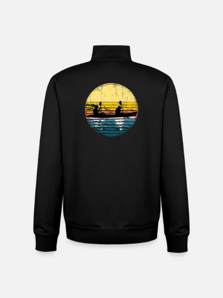 Sunset Kayak Silhouette Circle - Unisex Organic Zip Sweatshirt by Stanley/Stella - black