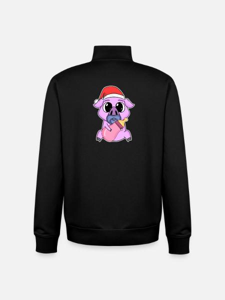 Cochon bébé Noël - Sweat zippé unisexe en coton bio Stanley/Stella - noir