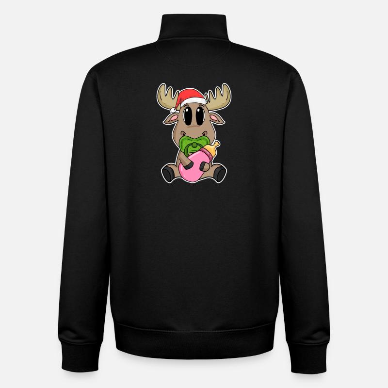 Bébé orignal Noël - Sweat zippé unisexe en coton bio Stanley/Stella - noir