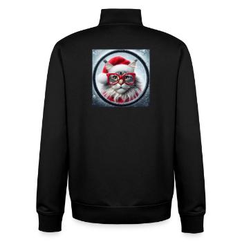 Maine Coon Katze als Weihnachtsmann - Unisex Organic Zip Sweatshirt von Stanley/Stella - Schwarz - Hinten - AI Model Male 185 light (185cm)