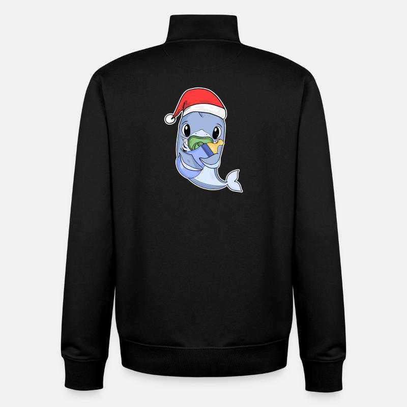 Requin bébé Noël - Sweat zippé unisexe en coton bio Stanley/Stella - noir