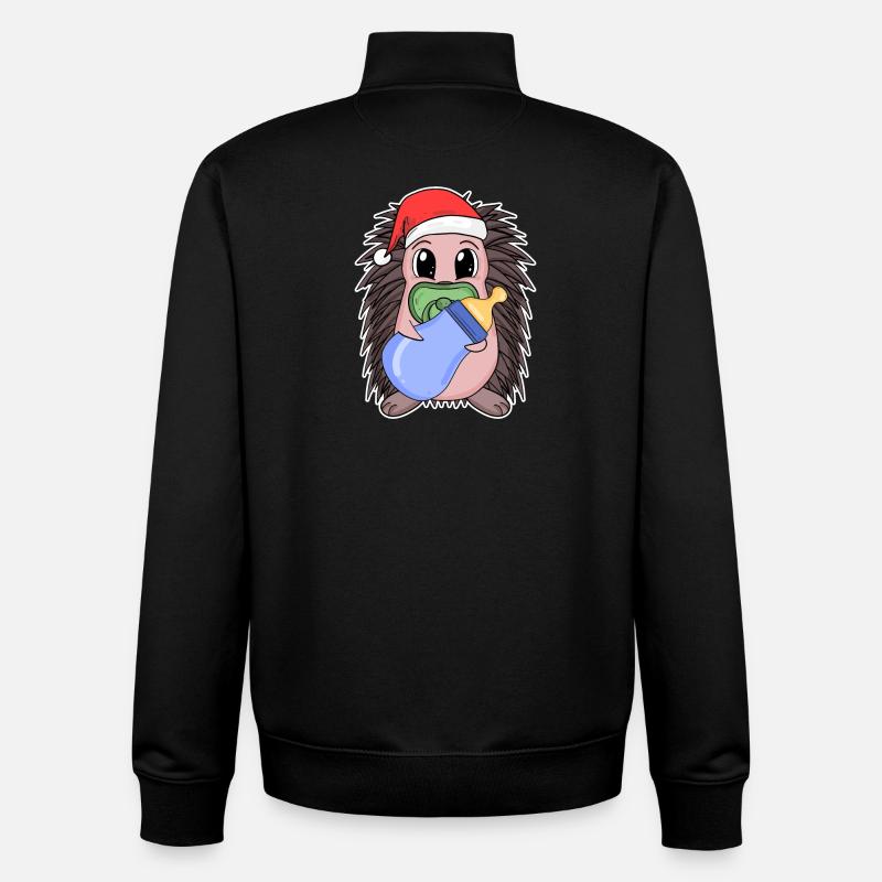Hérisson bébé Noël - Sweat zippé unisexe en coton bio Stanley/Stella - noir