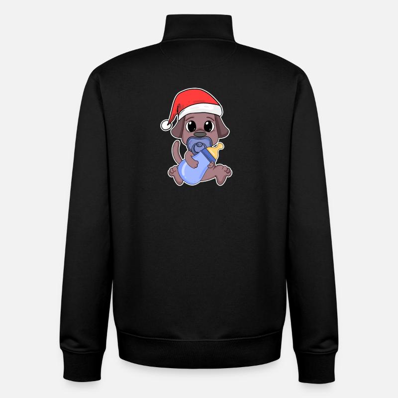 Chien Bébé Noël - Sweat zippé unisexe en coton bio Stanley/Stella - noir