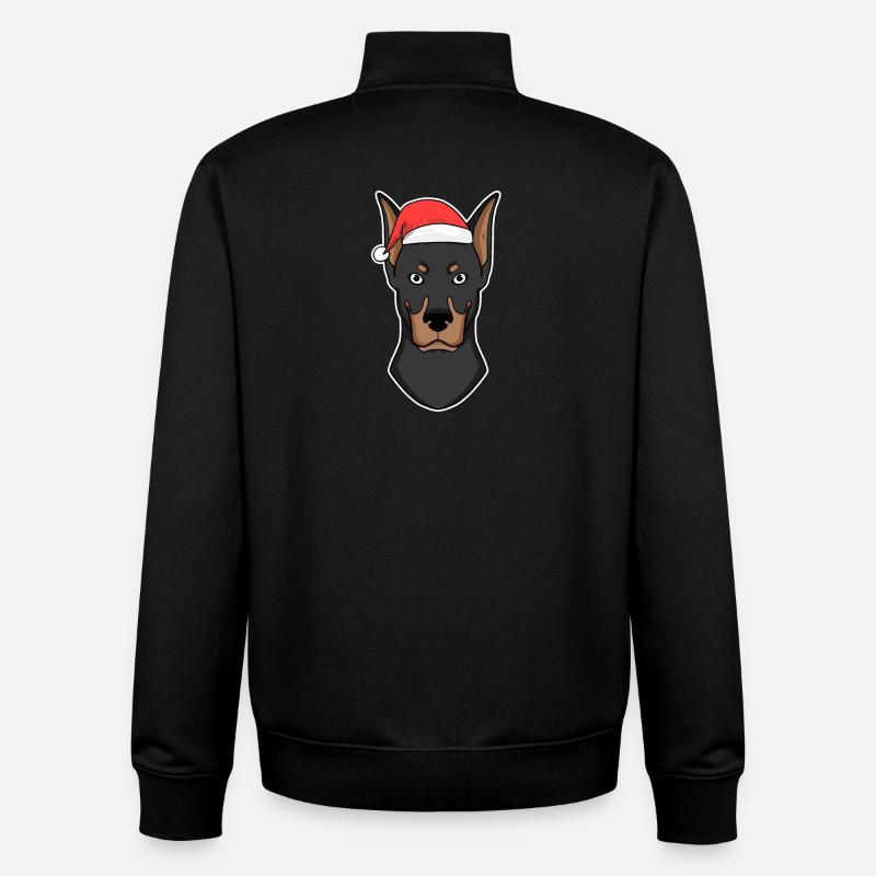 Doberman chien Animal Noël - Sweat zippé unisexe en coton bio Stanley/Stella - noir