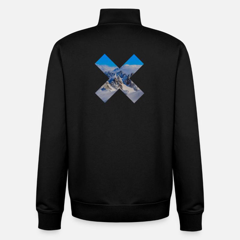 Montagnes enneigées abstraites - Sweat zippé unisexe en coton bio Stanley/Stella - noir