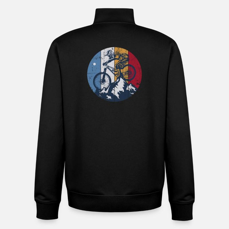 Ridge MTB Circle Graphic - Unisex Organic Zip Sweatshirt by Stanley/Stella - black