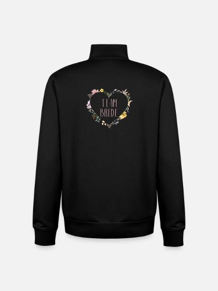 Team Bride! Heart flowers, customizable - Unisex Organic Zip Sweatshirt by Stanley/Stella - black