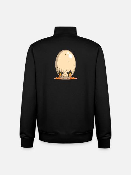 Śmieszne jajko kurze - kreskówka kurnik - Bluza unisex rozpinana z bawełny organicznej Stanley/Stella - czarny