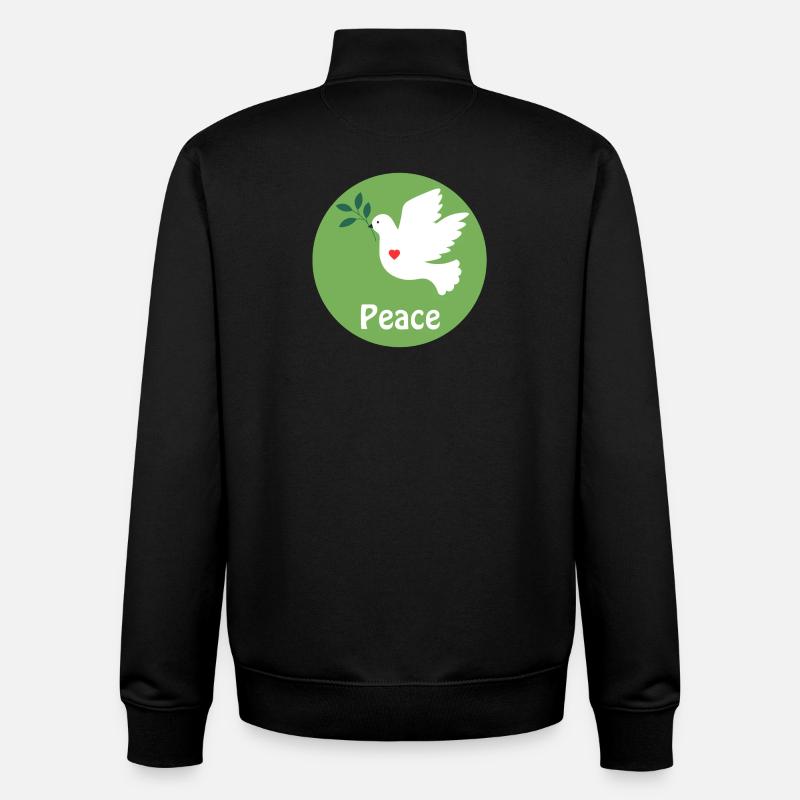 colombe de la paix et coeur - Sweat zippé unisexe en coton bio Stanley/Stella - noir