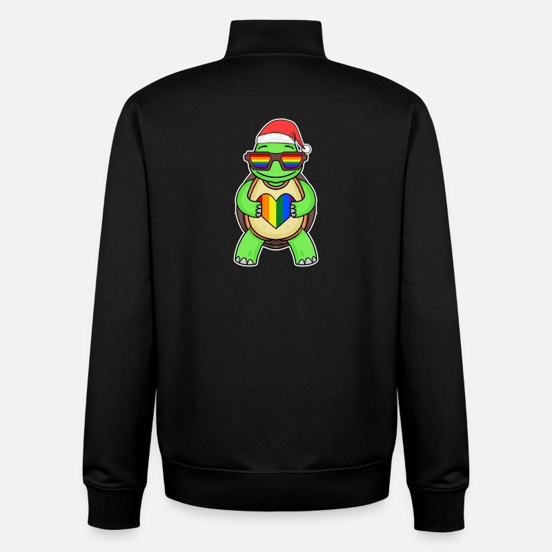 Turtle Rainbow Christmas - Unisex Organic Zip Sweatshirt by Stanley/Stella - black