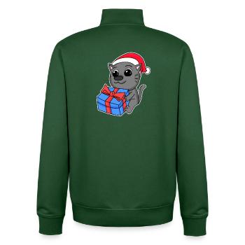 Chat Noël - Sweat zippé unisexe en coton bio Stanley/Stella - vert bouteille - Dos - AI Model Male 185 dark (185cm)