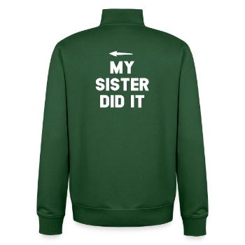 Sister Achievement Bold Quote - Unisex Organic Zip Sweatshirt by Stanley/Stella - bottle green - Back - AI Model Male 185 dark (185cm)