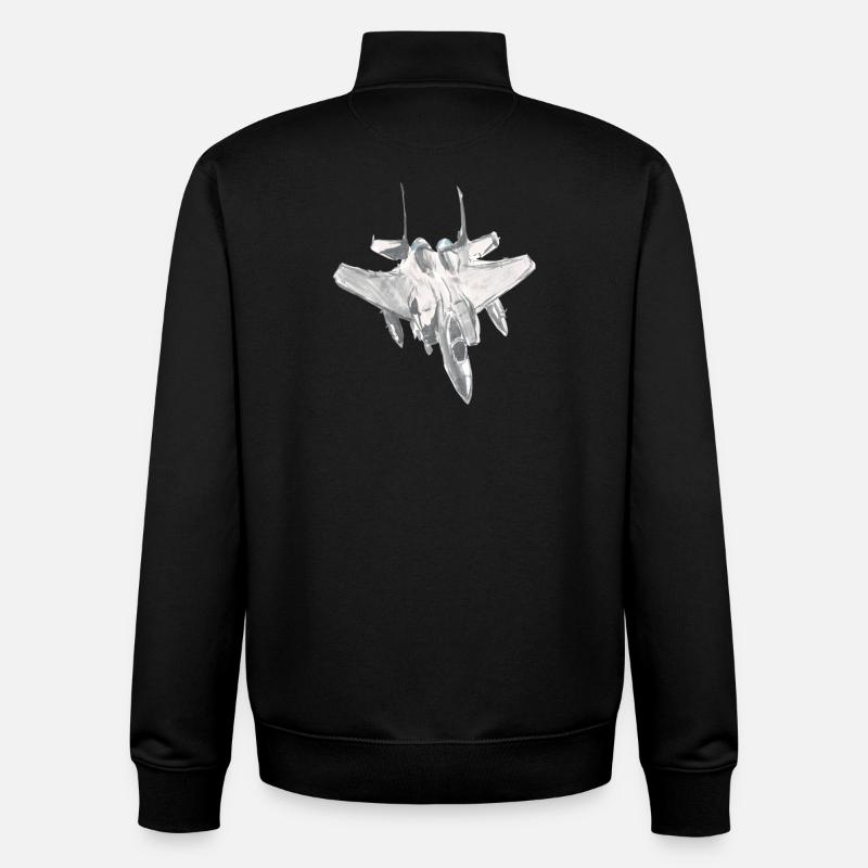 F15-Jagdflugzeugpilot-Luftfahrtshirt-Geschenkidee - Unisex Organic Zip Sweatshirt von Stanley/Stella - Schwarz