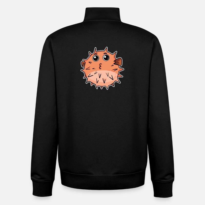 Pufferfish fish - Unisex Organic Zip Sweatshirt by Stanley/Stella - black