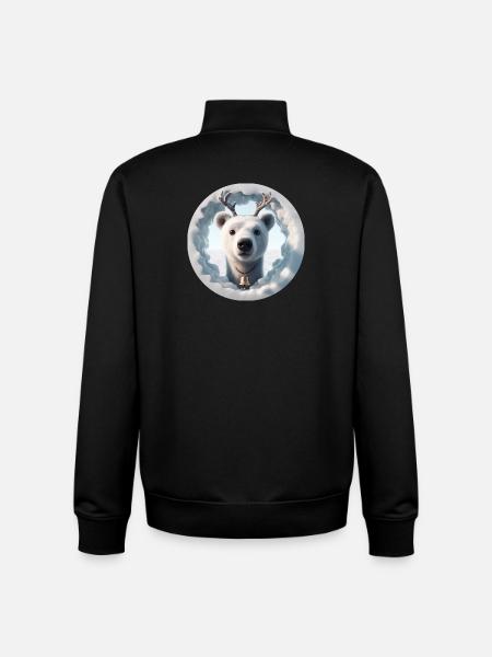 Reindeer head looking through ice - Unisex Organic Zip Sweatshirt by Stanley/Stella - black