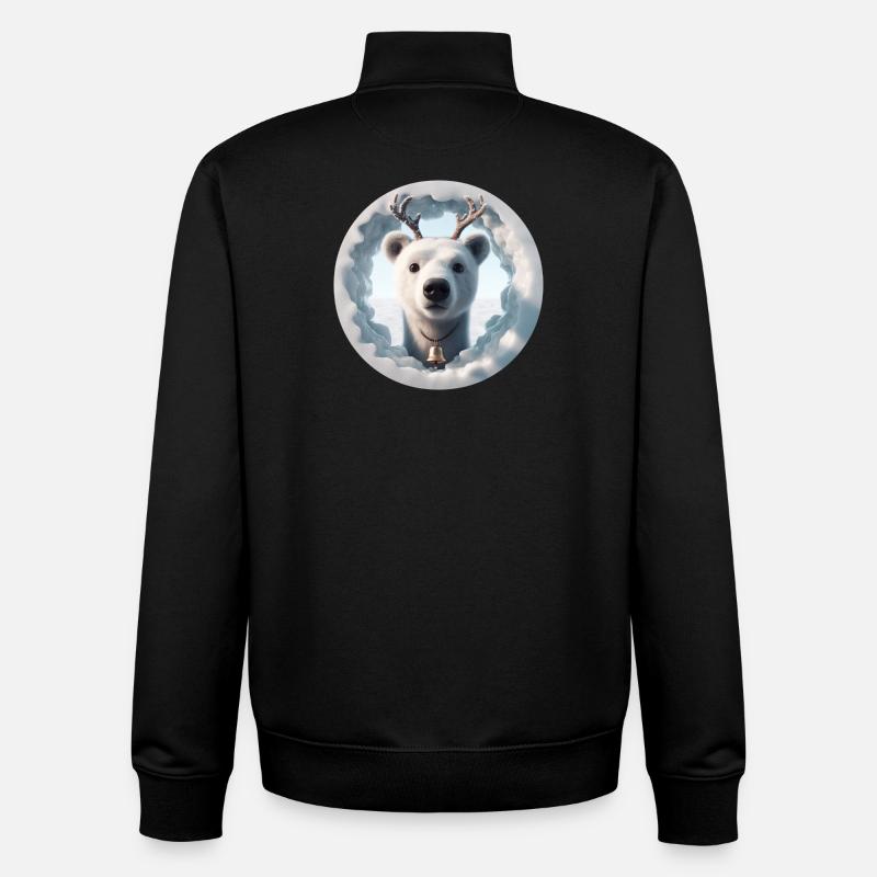 Reindeer head looking through ice - Unisex Organic Zip Sweatshirt by Stanley/Stella - black
