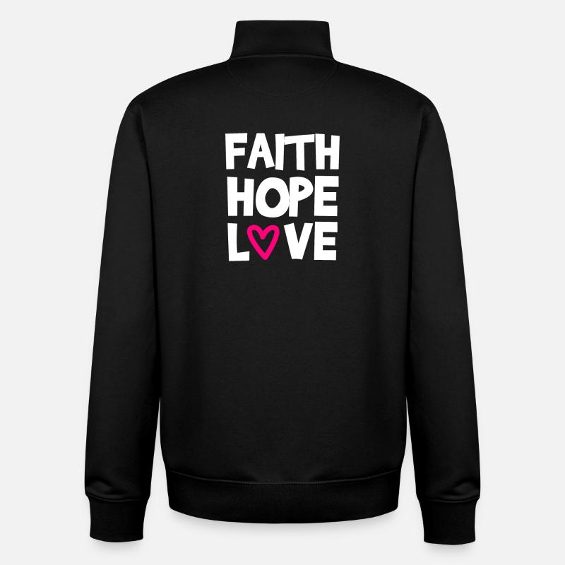Foi Espérance Amour - Sweat zippé unisexe en coton bio Stanley/Stella - noir