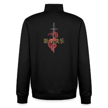 Neujahrsdrachen Schwertkunst - Unisex Organic Zip Sweatshirt von Stanley/Stella - Schwarz - Hinten - AI Model Male 185 light (185cm)