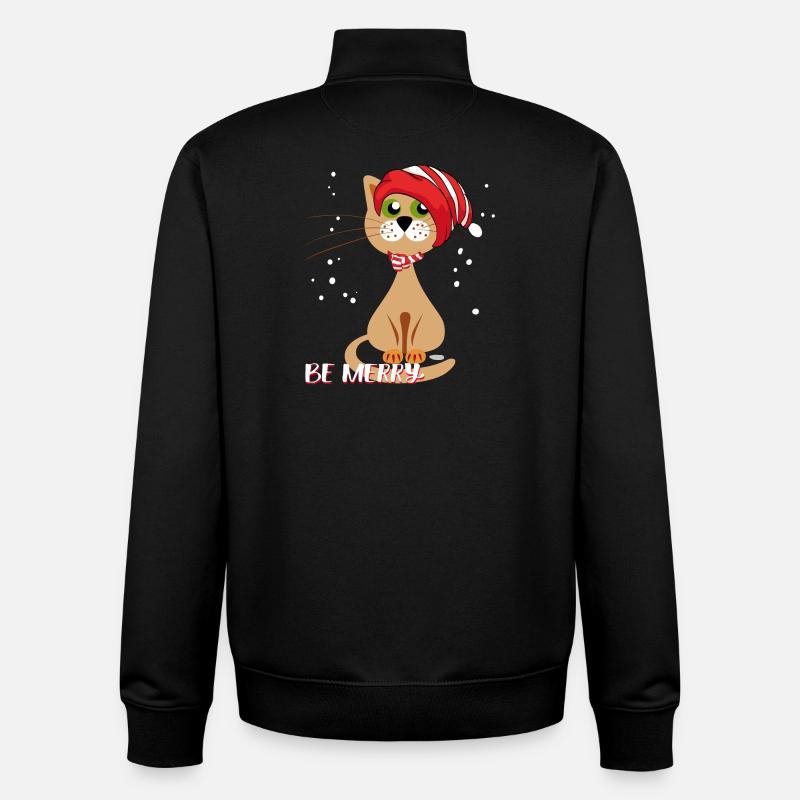 sois Joyeux Chat de Noël - Sweat zippé unisexe en coton bio Stanley/Stella - noir
