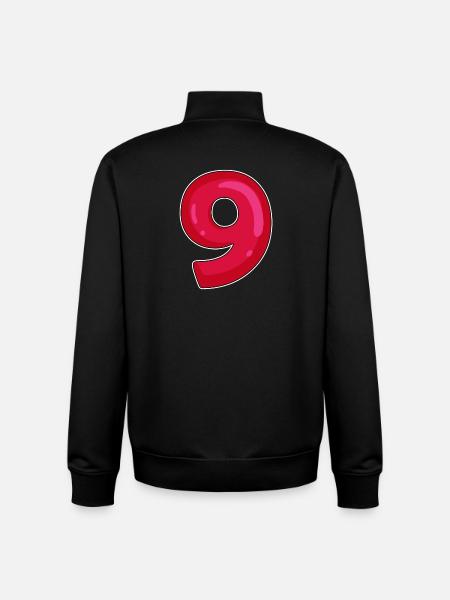 NINE - 9 - Digit red - Unisex Organic Zip Sweatshirt by Stanley/Stella - black