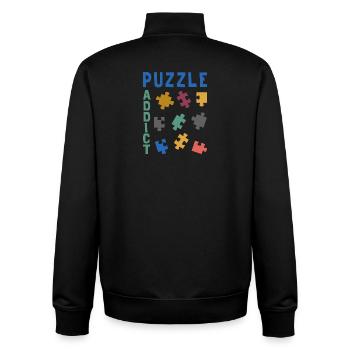Puzzle addict - Unisex Organic Zip Sweatshirt by Stanley/Stella - black - Back - AI Model Male 185 light (185cm)