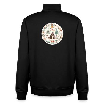 Weihnachtliche Illustration mit Haus und Tannen - Unisex Organic Zip Sweatshirt von Stanley/Stella - Schwarz - Hinten - AI Model Male 185 light (185cm)