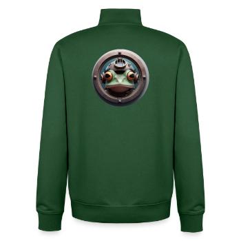 Frosch mit Taucherhelm schaut durch Bullauge - Unisex Organic Zip Sweatshirt von Stanley/Stella - Flaschengrün - Hinten - AI Model Male 185 dark (185cm)
