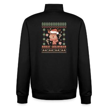 Pull de Noël moche - Sweat zippé unisexe en coton bio Stanley/Stella - noir - Dos - AI Model Male 185 light (185cm)