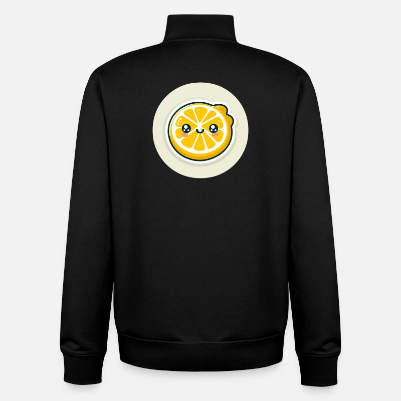 Gelbe Zitronenscheibe mit Gesicht - Unisex Organic Zip Sweatshirt von Stanley/Stella - Schwarz