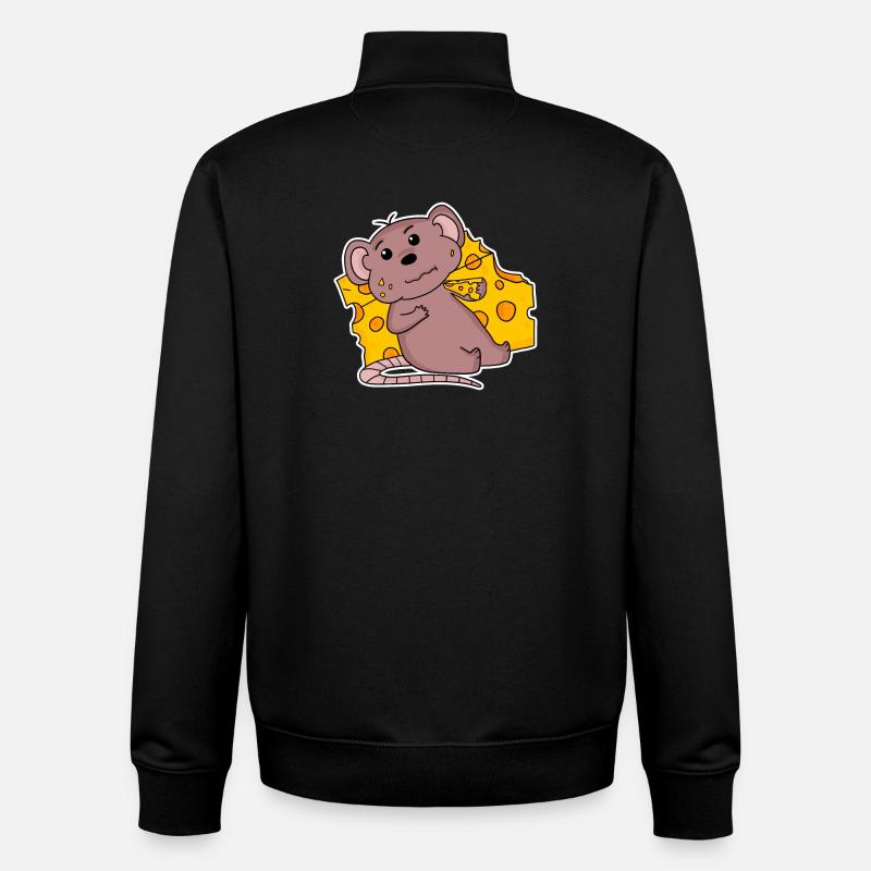 Mouse motif with cheese - Unisex Organic Zip Sweatshirt by Stanley/Stella - black