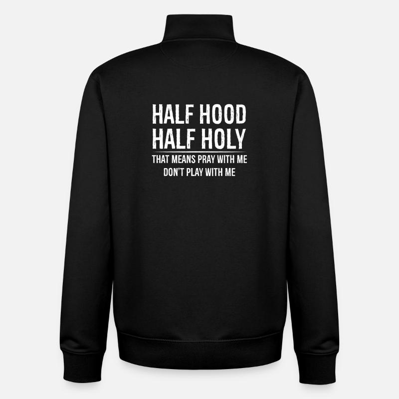 Demi-capuchon mi-sacré - Sweat zippé unisexe en coton bio Stanley/Stella - noir