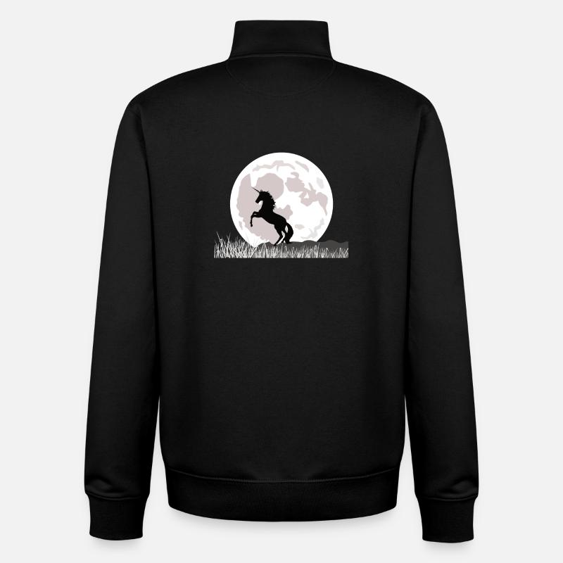 Mondschein-Einhorn über Graslandschaft - Unisex Organic Zip Sweatshirt von Stanley/Stella - Schwarz