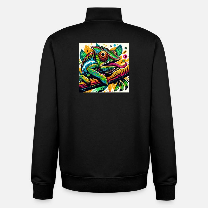 Caméléon - Sweat zippé unisexe en coton bio Stanley/Stella - noir