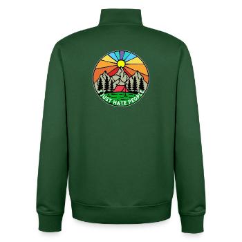Montagnes, Nature, Camping, Randonneur, Tentes de déclaration - Sweat zippé unisexe en coton bio Stanley/Stella - vert bouteille - Dos - AI Model Male 185 dark (185cm)